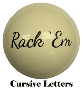 cursive letters cue ball